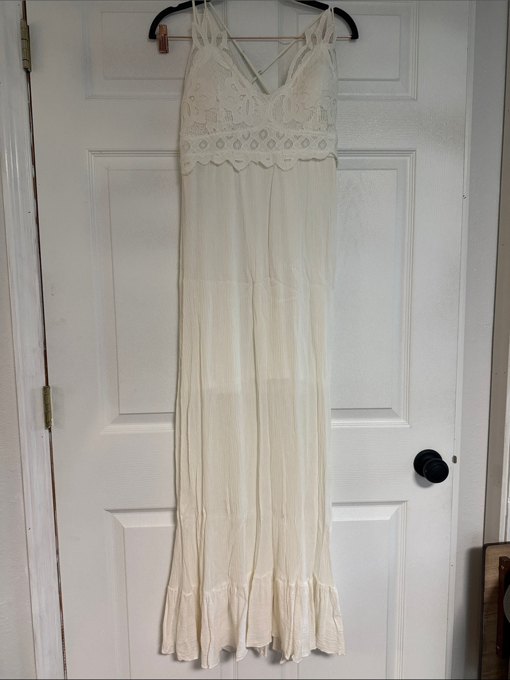 Blue Rain Cream Lace Bodice Maxi Dress